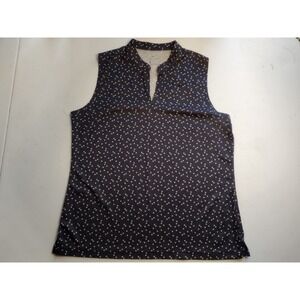 Nike Dri Fit Sleeveless Golf Polo Shirt Women's Medium Navy Triangle Print